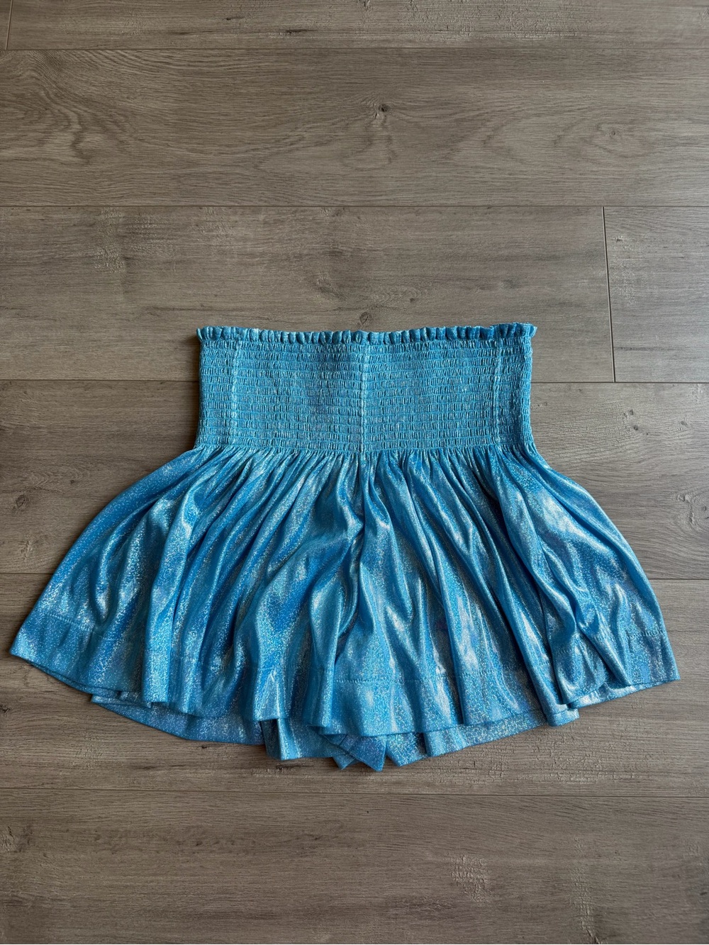 Queen of Sparkles blue iridescent swing shorts - size large
